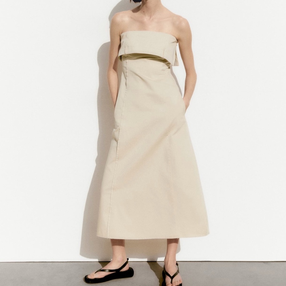 Zara limited edition strapless stylish cotton dress - Picture 1 of 9